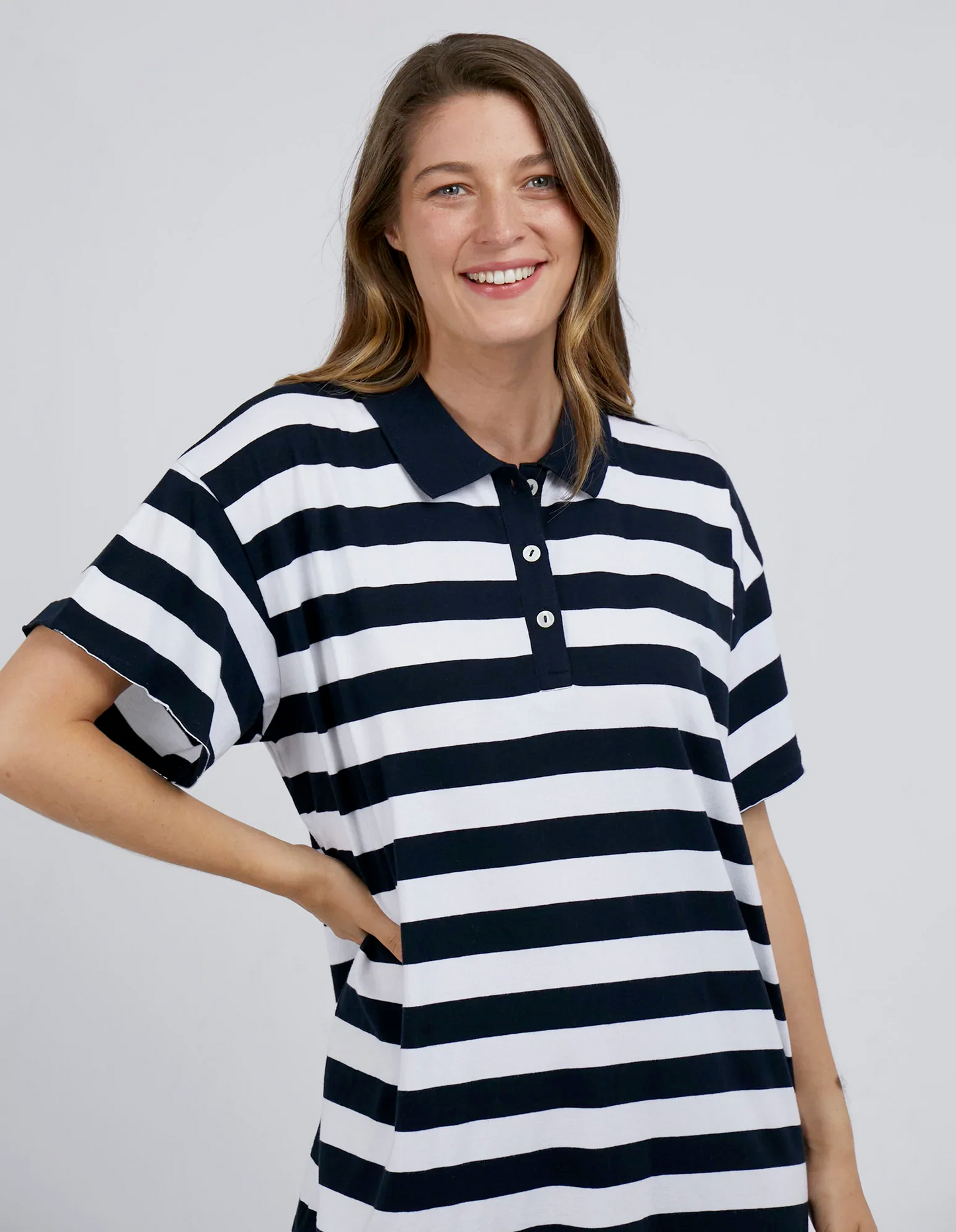 Polo Dress - Navy & White Stripe - Foxwood