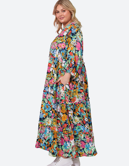 Esprit Tiered Dress - Navy Flourish - Eb&Ive