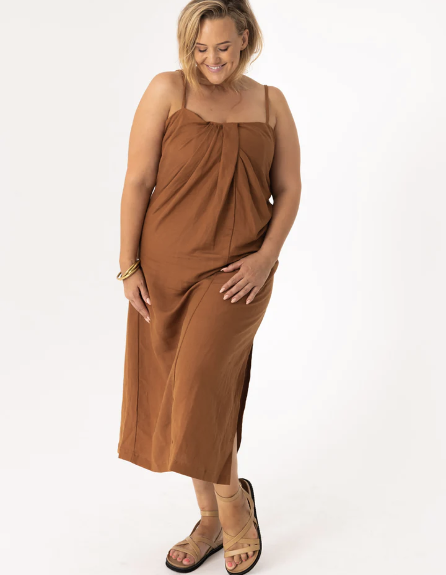 Pleated Linen Bra Dress - Copper - Amira Clothing – FUDGE Gifts Home  Lifestyle