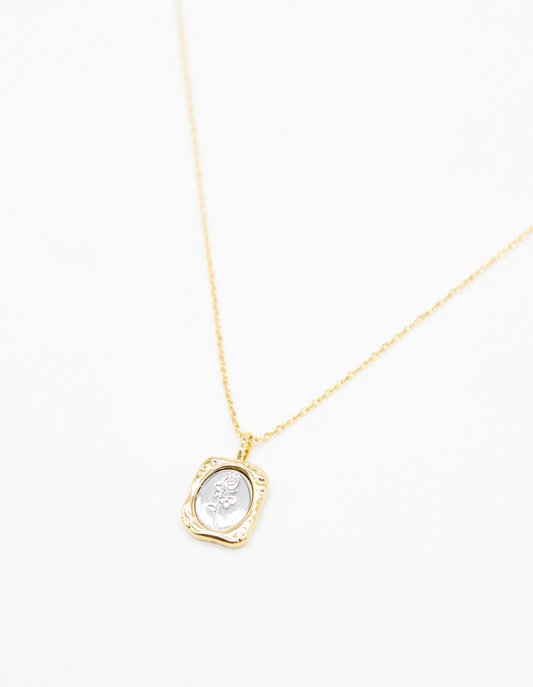 Necklace - Gold Pendant With Classic Rose - Stella + Gemma