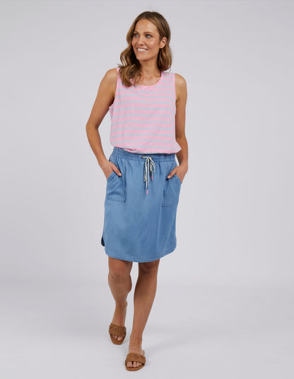 Emmy Chambray Skirt - Mid Blue - Elm Lifestyle