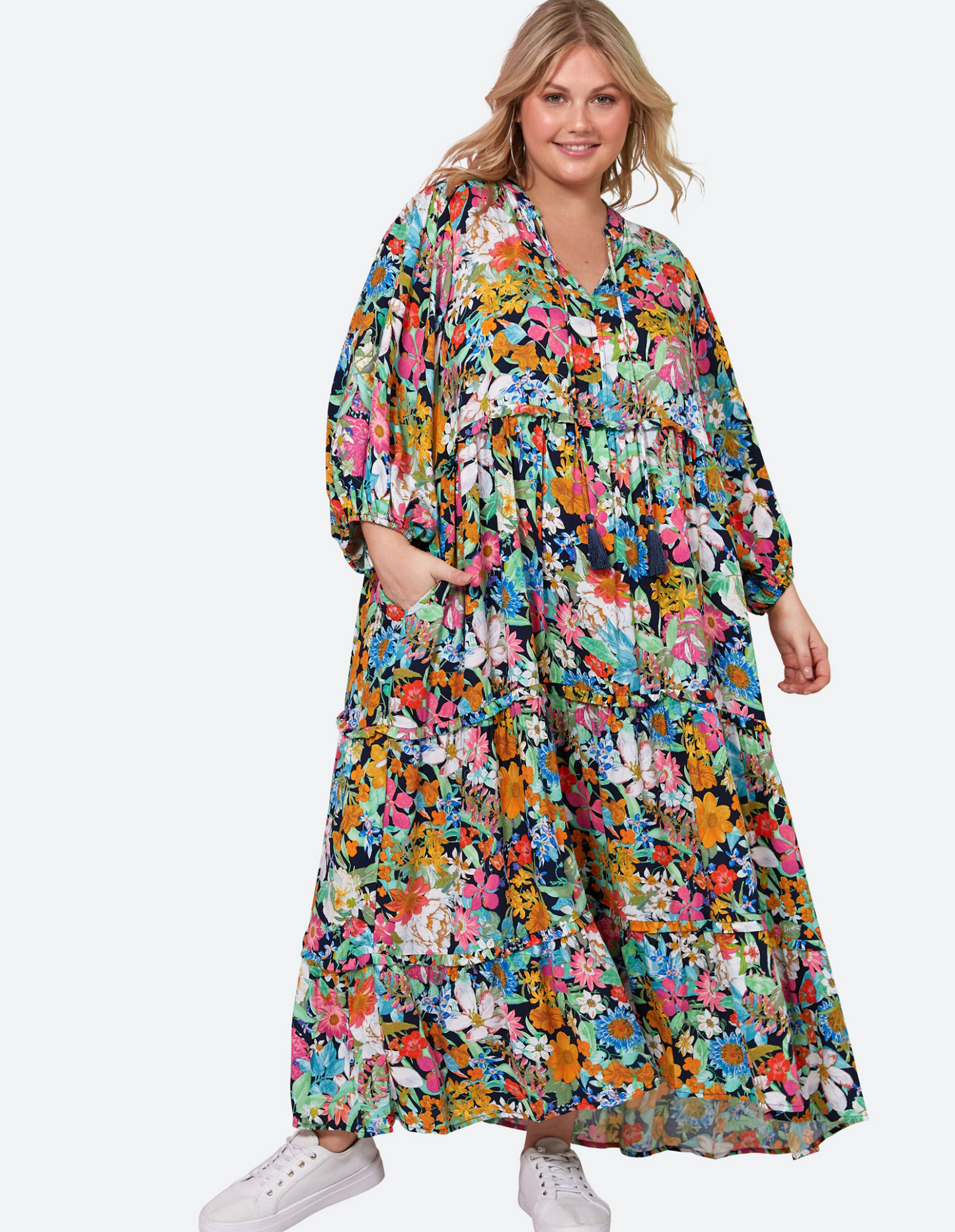 Esprit Tiered Dress - Navy Flourish - Eb&Ive