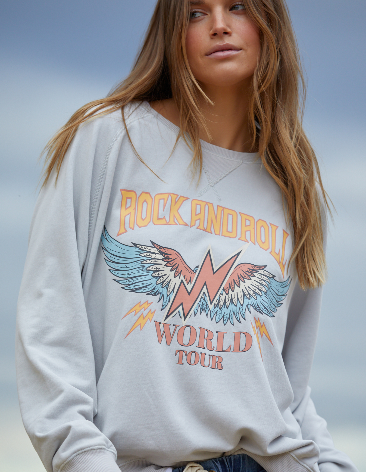 Vintage Wash Rock And Roll Sweat - Grey - Hammill & Co