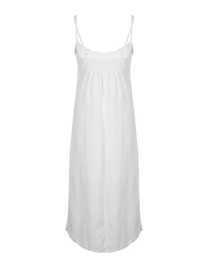 Pleated Linen Bra Dress - White - Amira Clothing