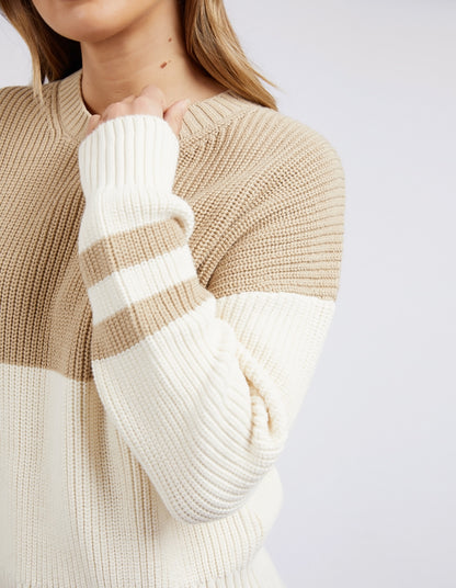 Sophie Knit Crew - Oat & White - Foxwood