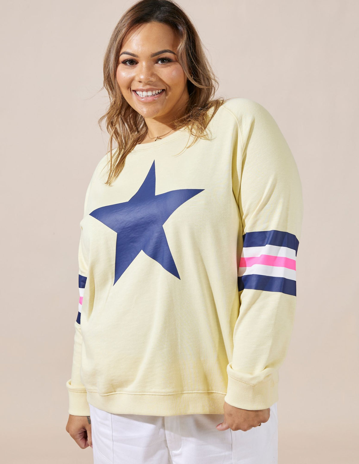 Holiday Sweater - Lemon/Navy Star - Jovie The Label