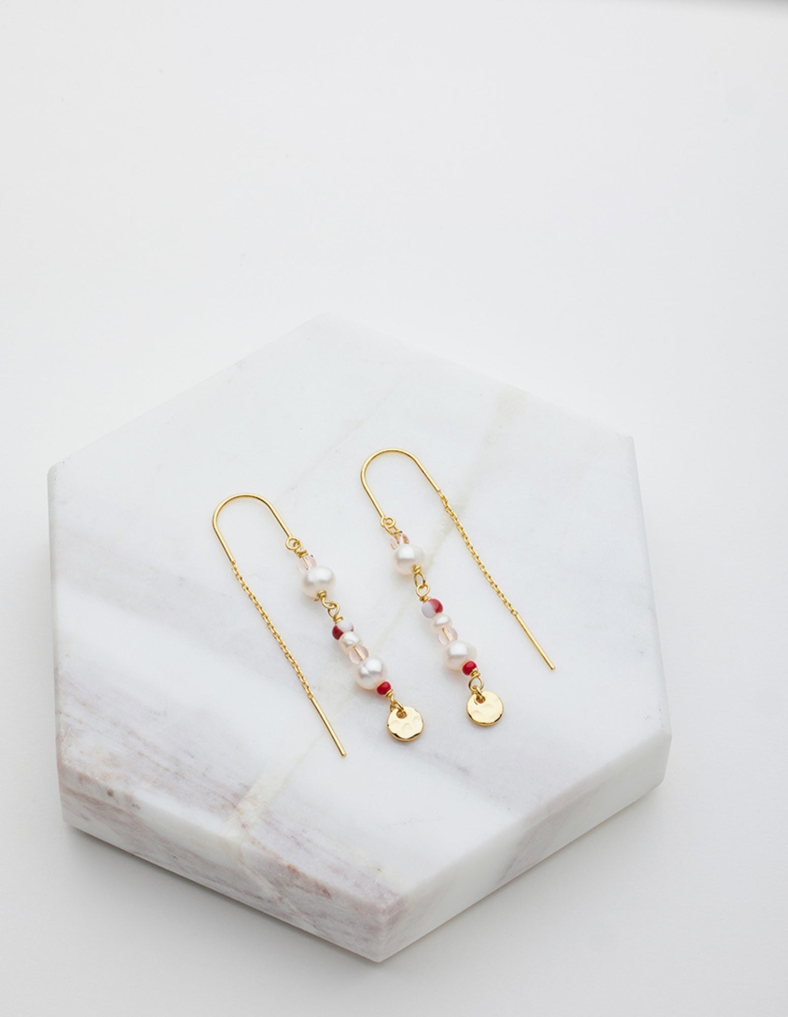 Alice Thread Earring - Gold/Pink- Zafino