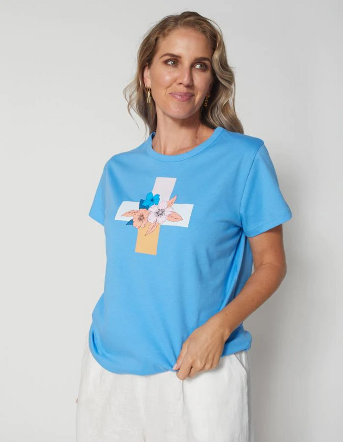 T-Shirt - Birdcage Blue Cross - Stella + Gemma