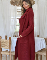 Cabled Long Pocket Cardi - Miss Marlow - FUDGE Gifts Home Lifestyle