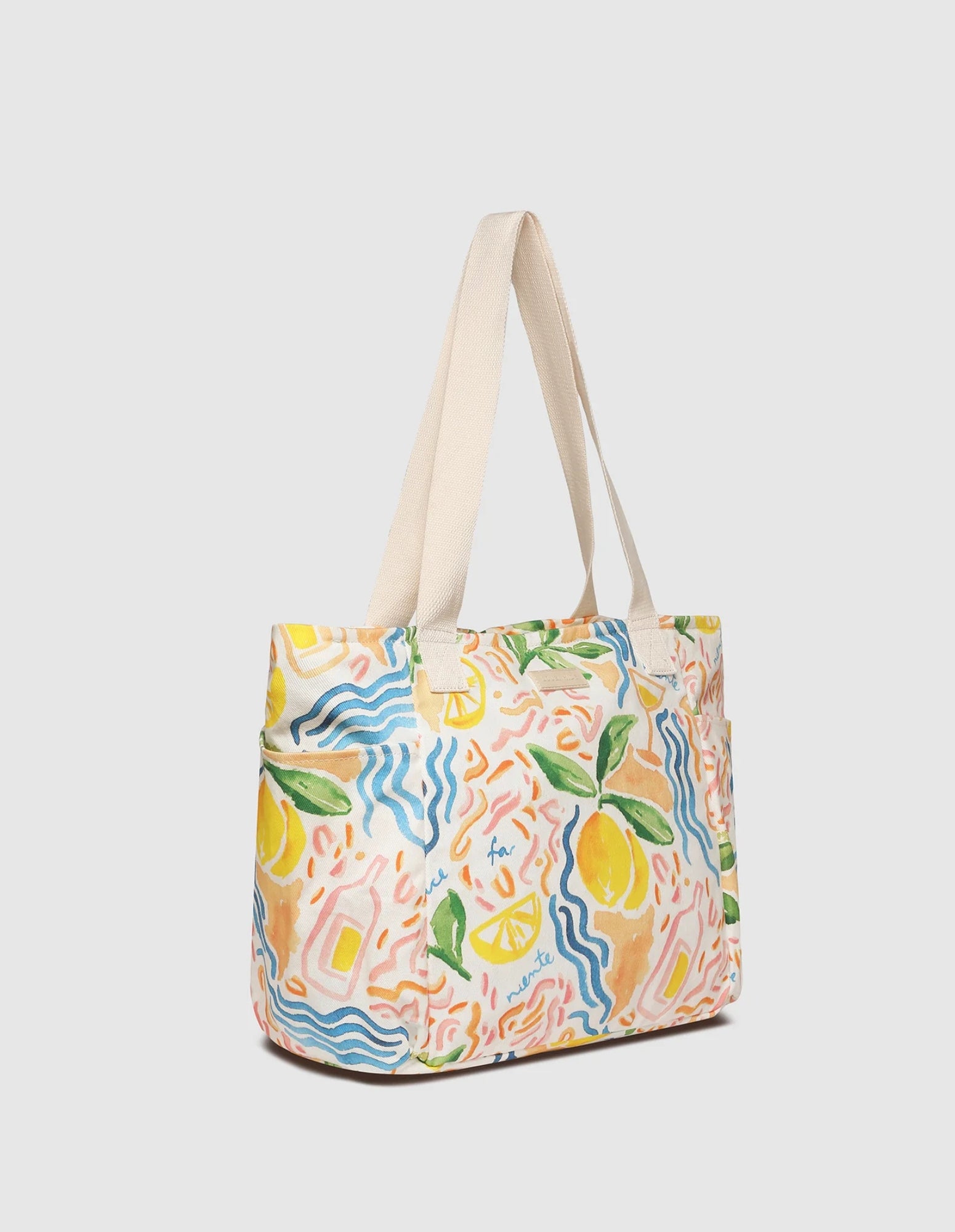 Charlotte Canvas Tote Bag - Lemon Print - Louenhide
