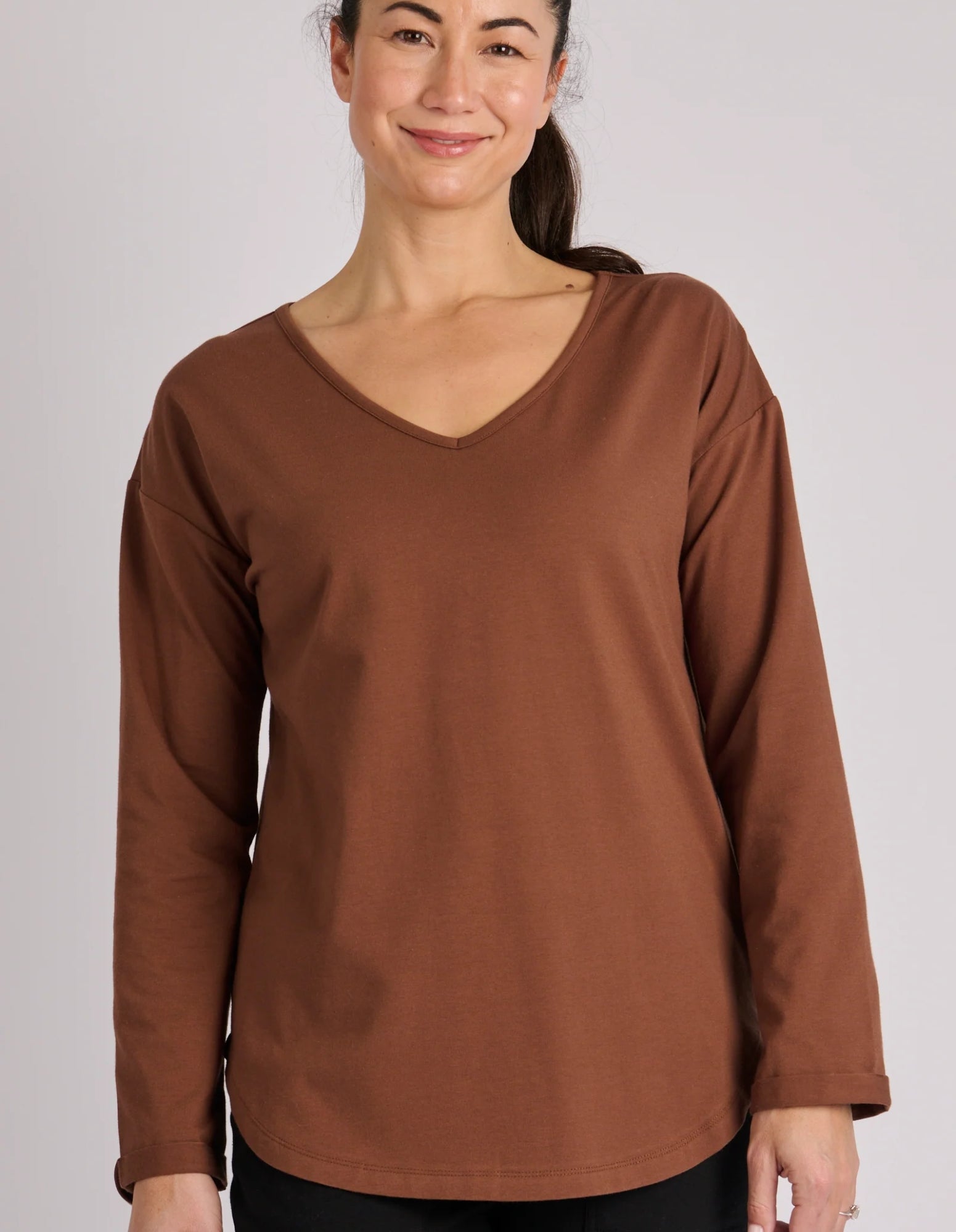 Cuff Sleeve Scoop Hem Tee - One Ten Willow - FUDGE Gifts Home Lifestyle