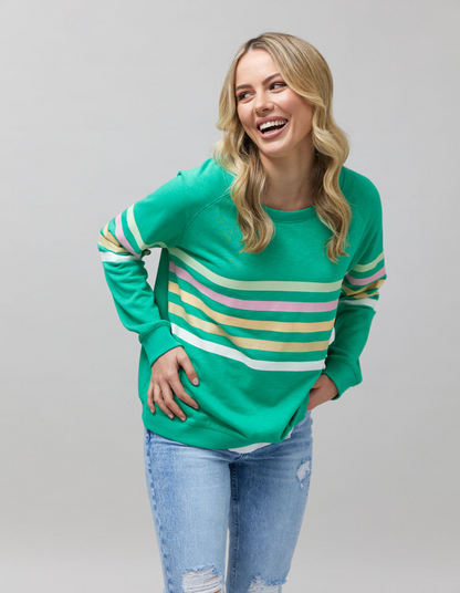 Forever Sweater - Green/Pastel Stripes - Jovie The Label 271