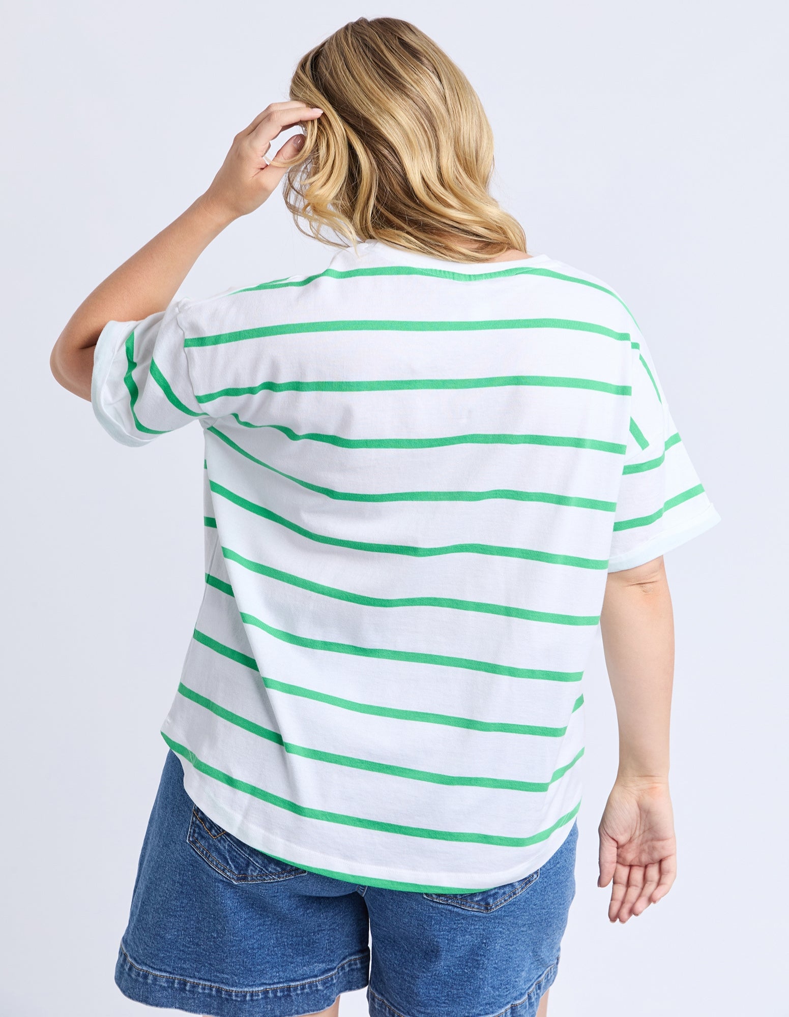 Halli S/S Stripe Tee - Spring Green - Elm Lifestyle