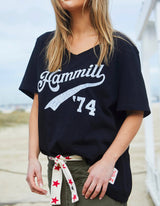Hammill '74 Logo V-Neck Tee - Black - Hammill and Co