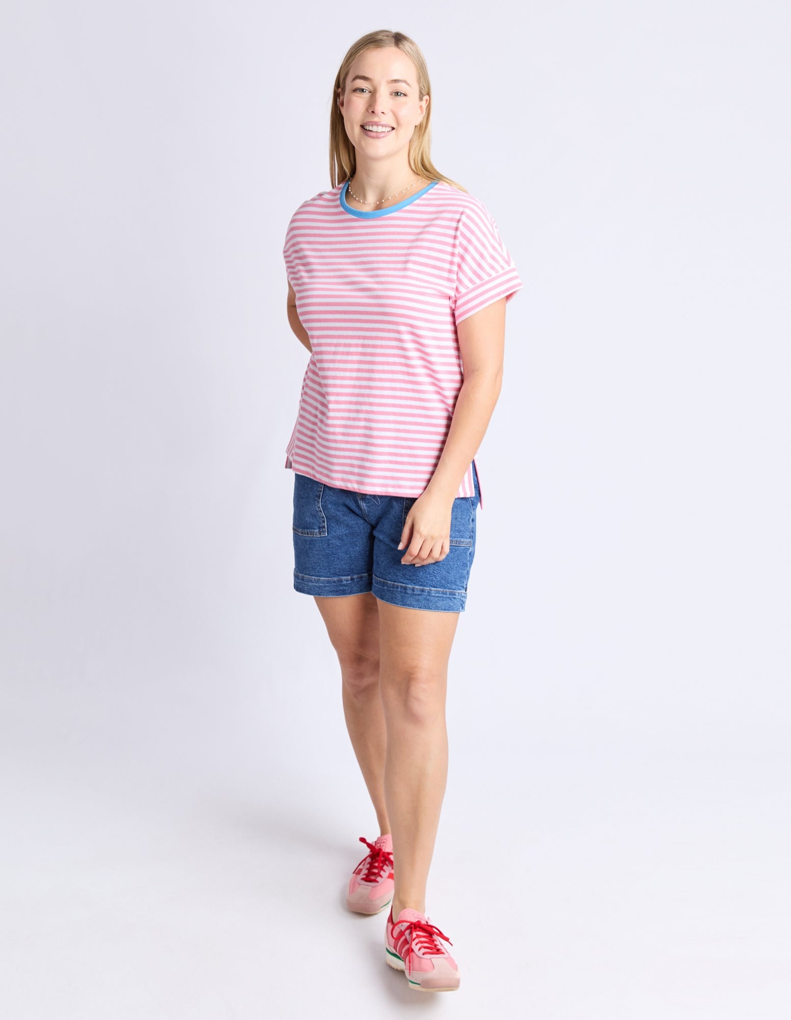 Jarrah Stripe S/S Tee - Pink - Elm Lifestyle