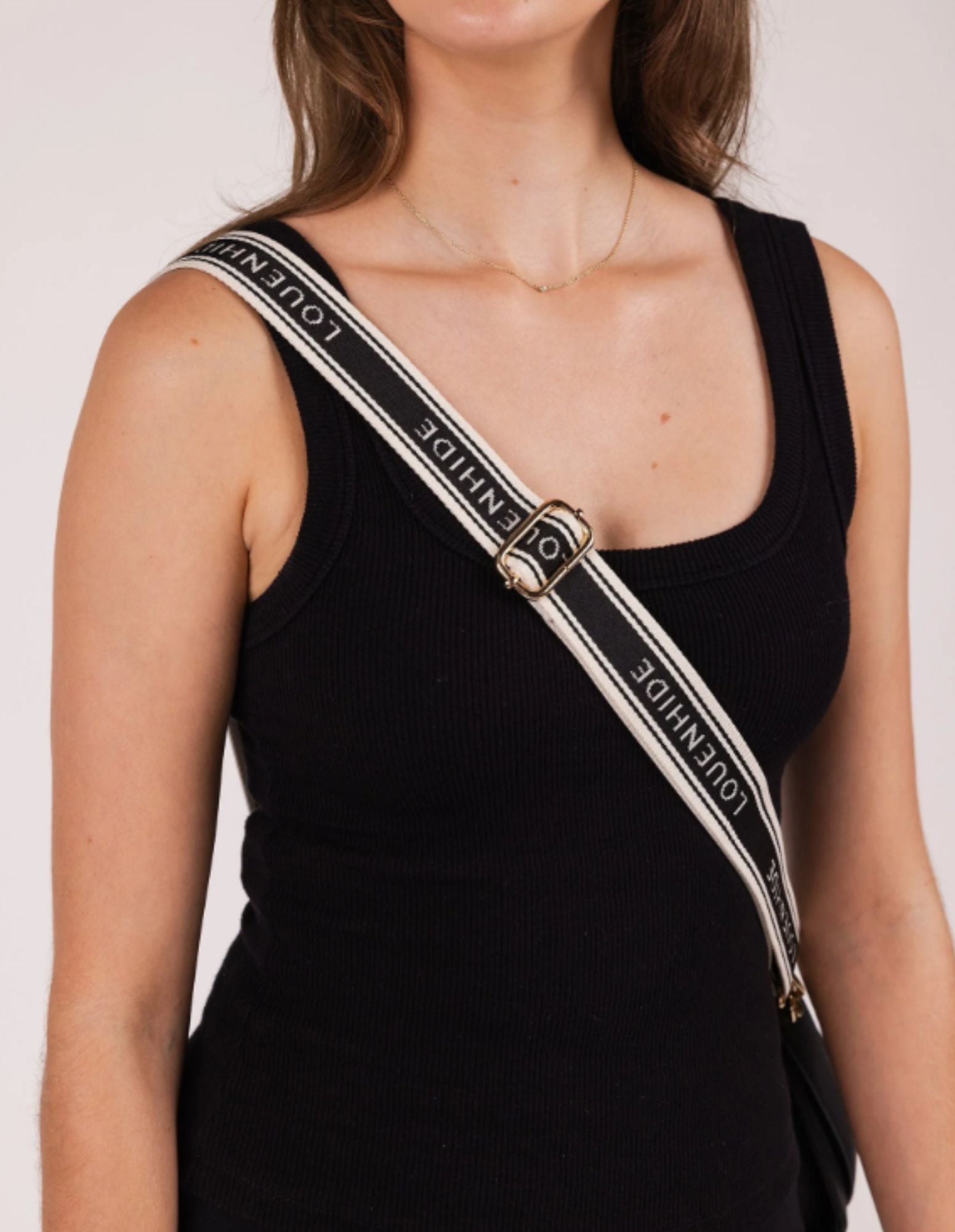 Logo Contrast Bag Strap - Black/Cream - Louenhide