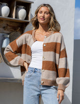Maci Stripe Blanket Stitch Cardigan - Miss Marlow