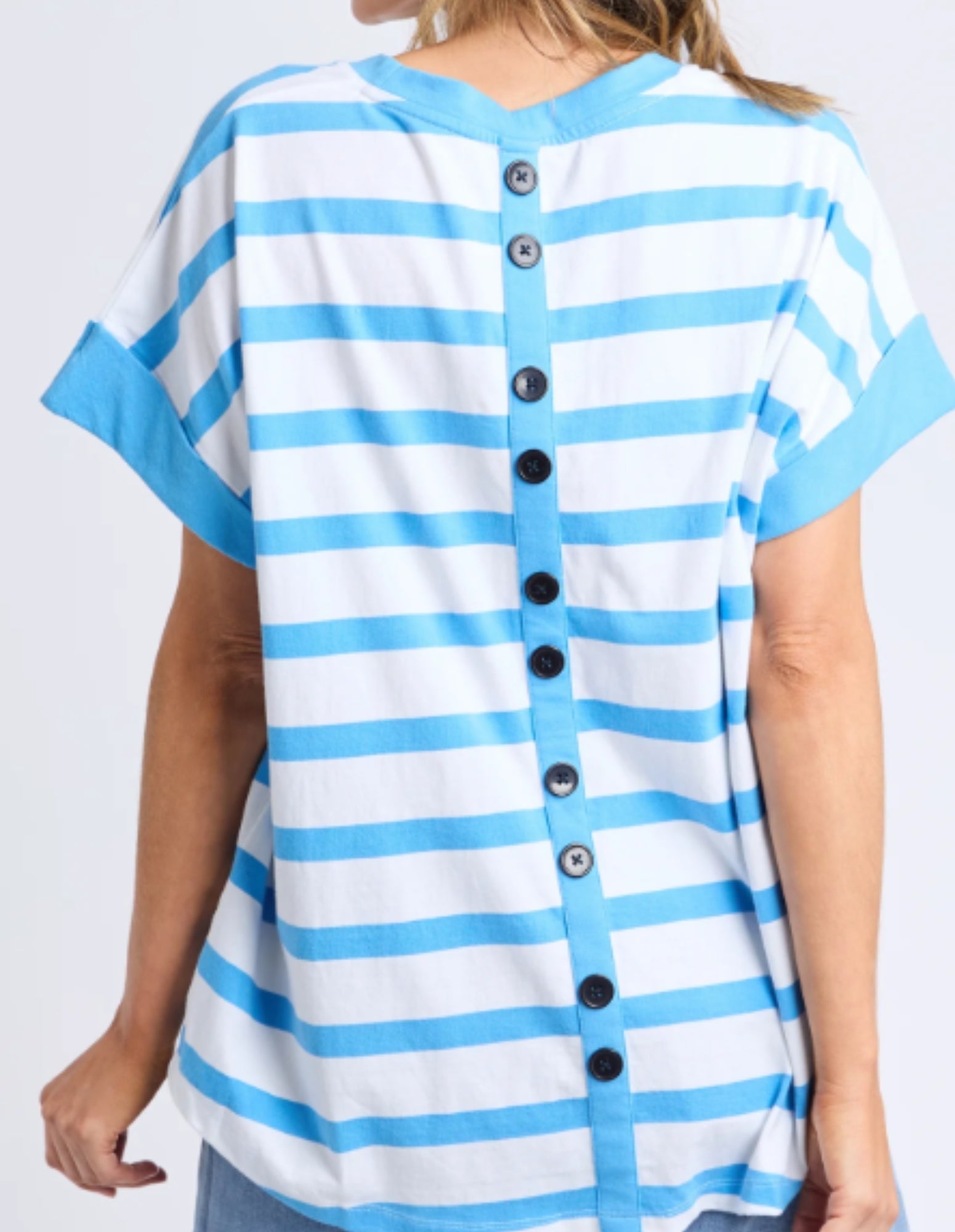 Maddison Tee - Azure Blue & White Stripe - Elm Lifestyle - FUDGE Gifts Home Lifestyle