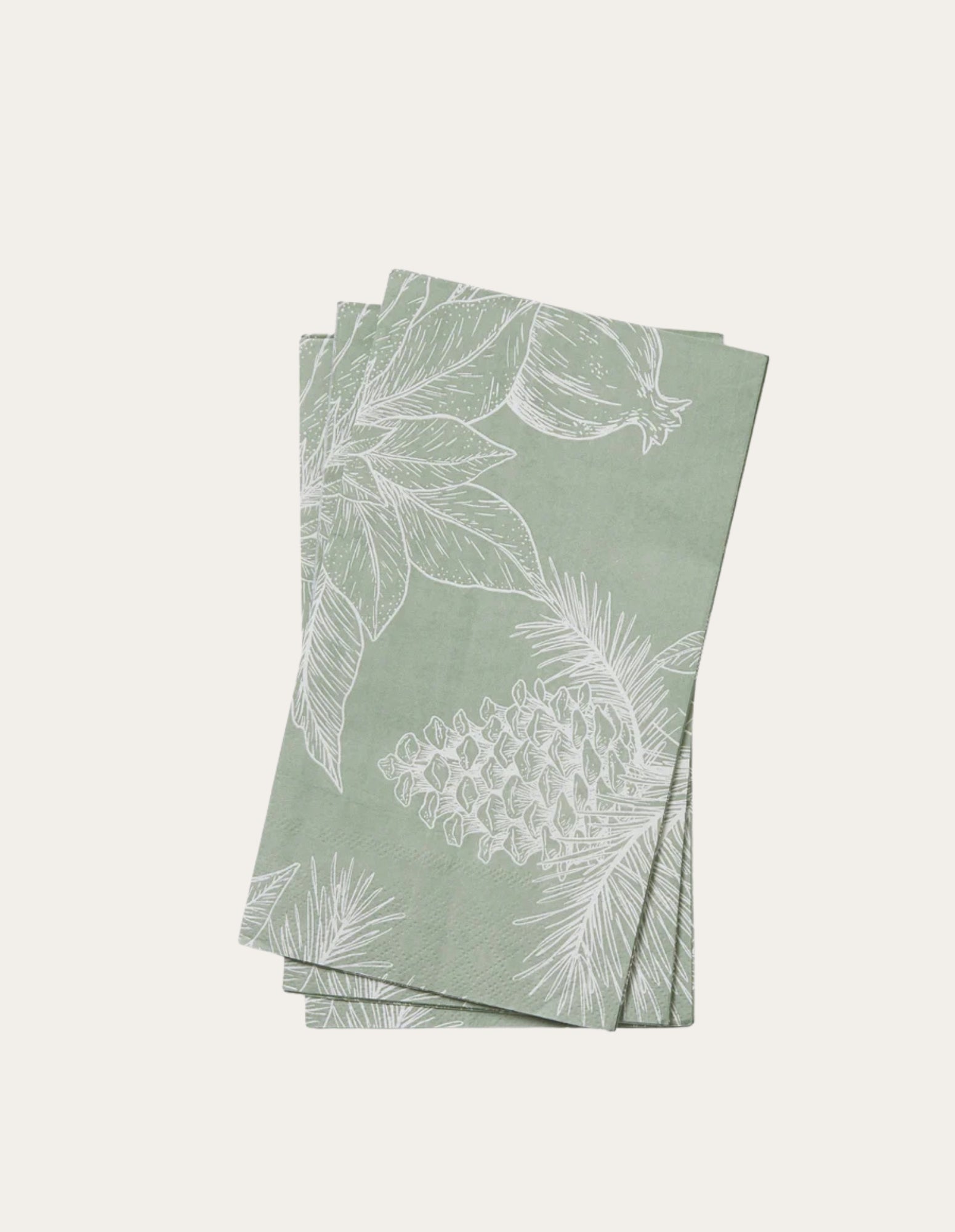 Paper Napkin Poinsettia Green 20 Pack- Madras Link