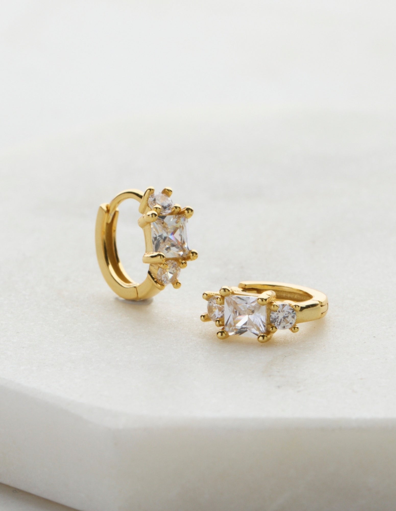 Portia Crystal Huggie - Gold - Zafino