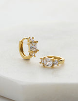 Portia Crystal Huggie - Gold - Zafino