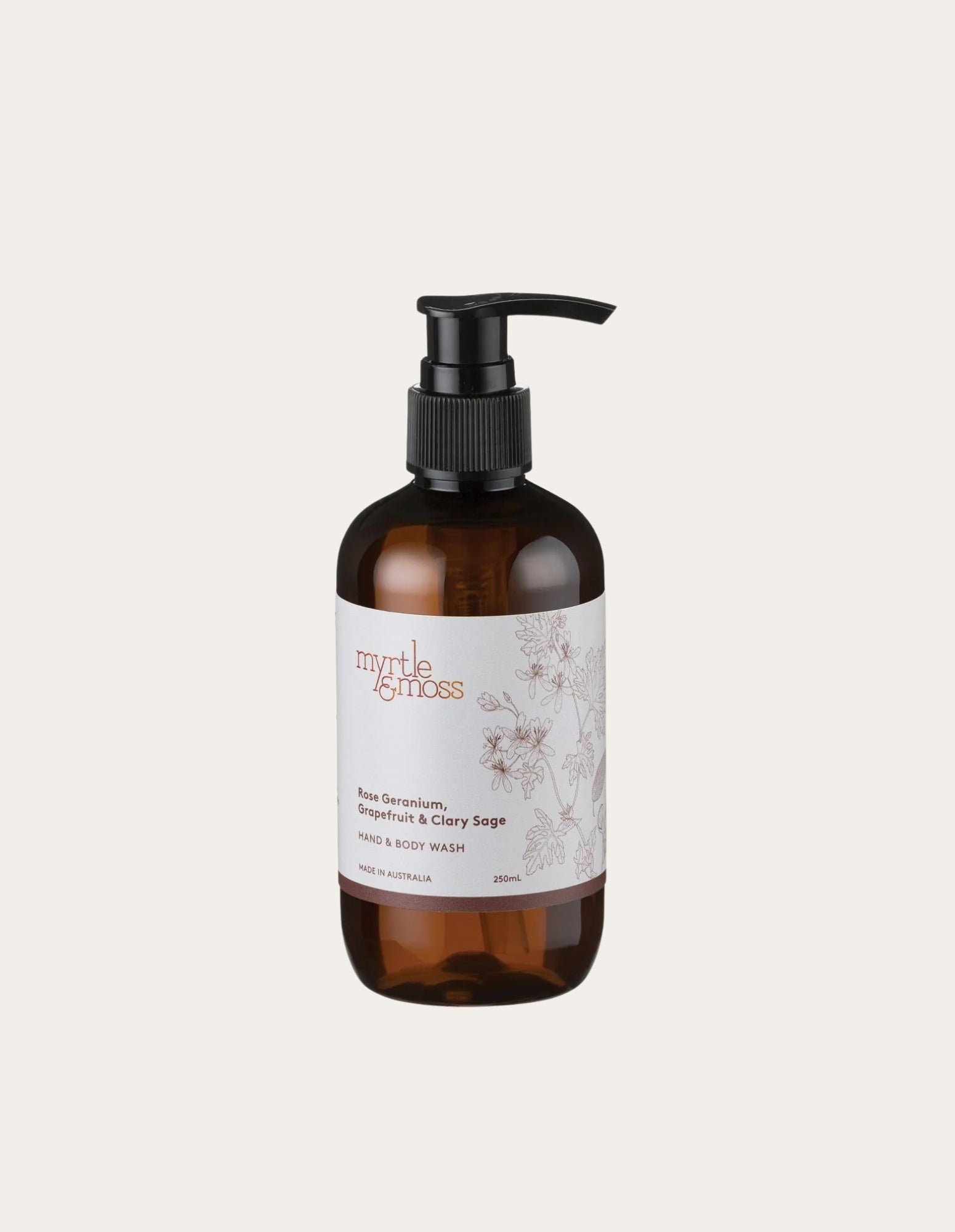 Hand & Body Wash 250ml - Rose Geranium - Myrtle & Moss