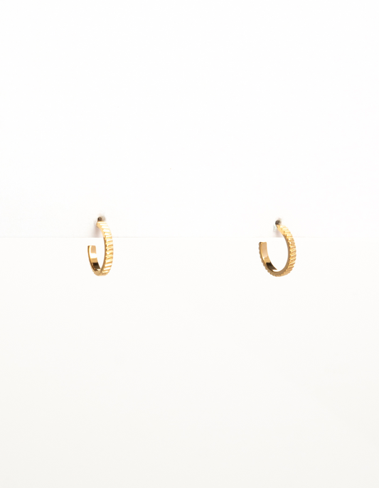 Earrings - Gold small Ridged Hoops - Stella + Gemma