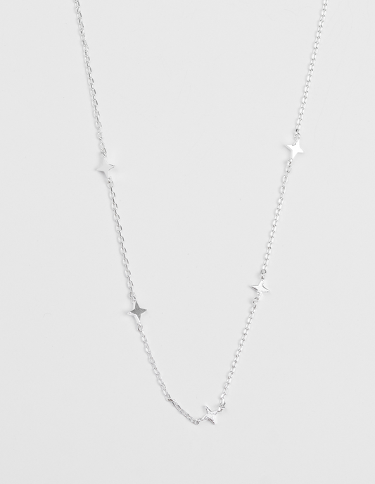 Necklace- Silver Fine Chain With Stars - Stella + Gemma
