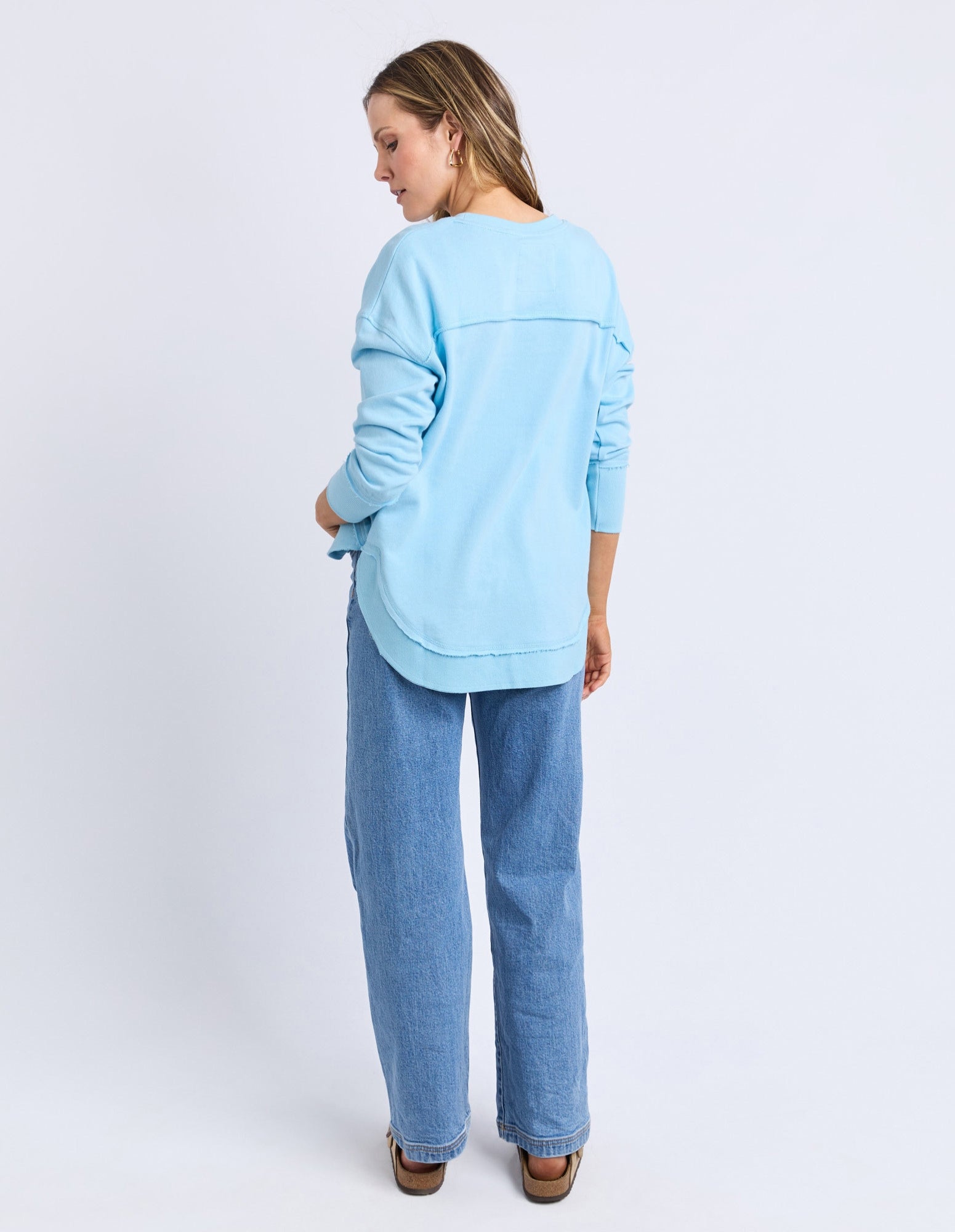 Simplified Metallic Crew- Light Blue/Lime - Foxwood