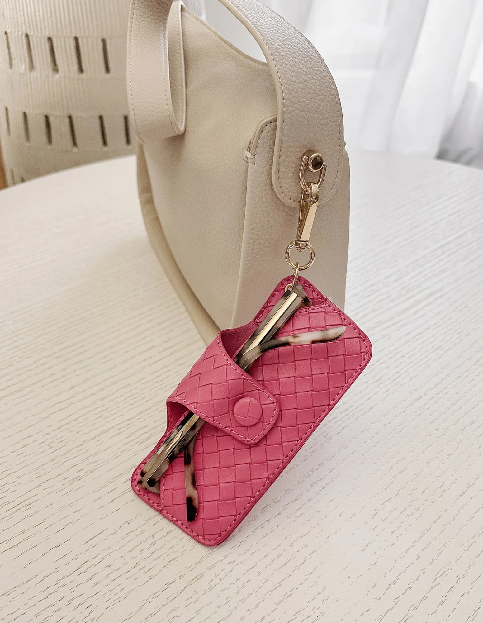 Skittle Sunglasses Case - Woven Hot Pink - Louenhide