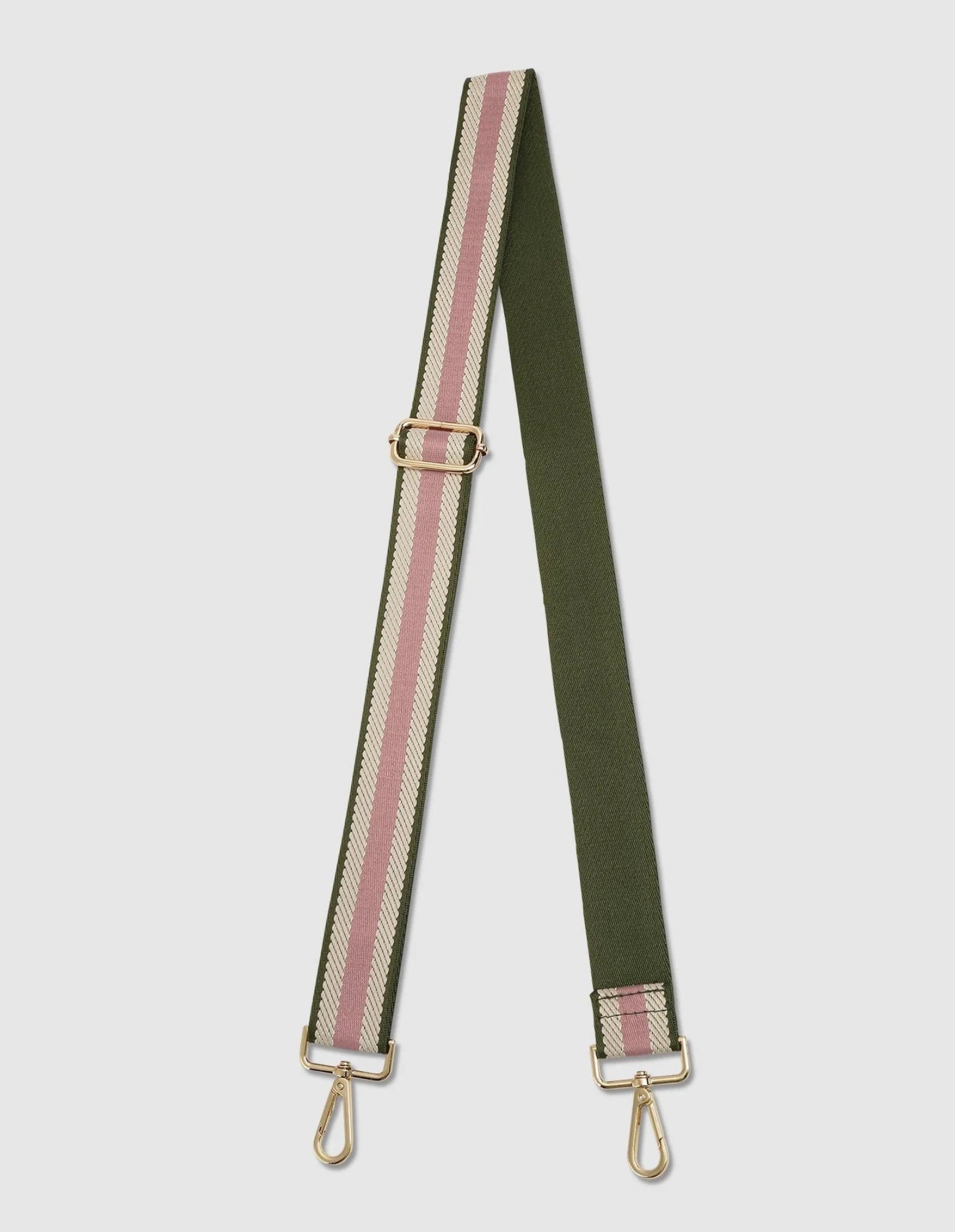 Stripe Webbing Bag Strap - Pink/Khaki - Louenhide