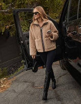 Teddy Zip Funnel Jacket - Fudge Lifestyle