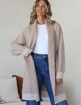Tilly Blanket Stitch Coatigan - Warm Beige - Miss Marlow - FUDGE Gifts Home Lifestyle