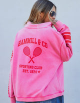 Vintage Wash Half Zip Sweat - Pink - Hammill and Co