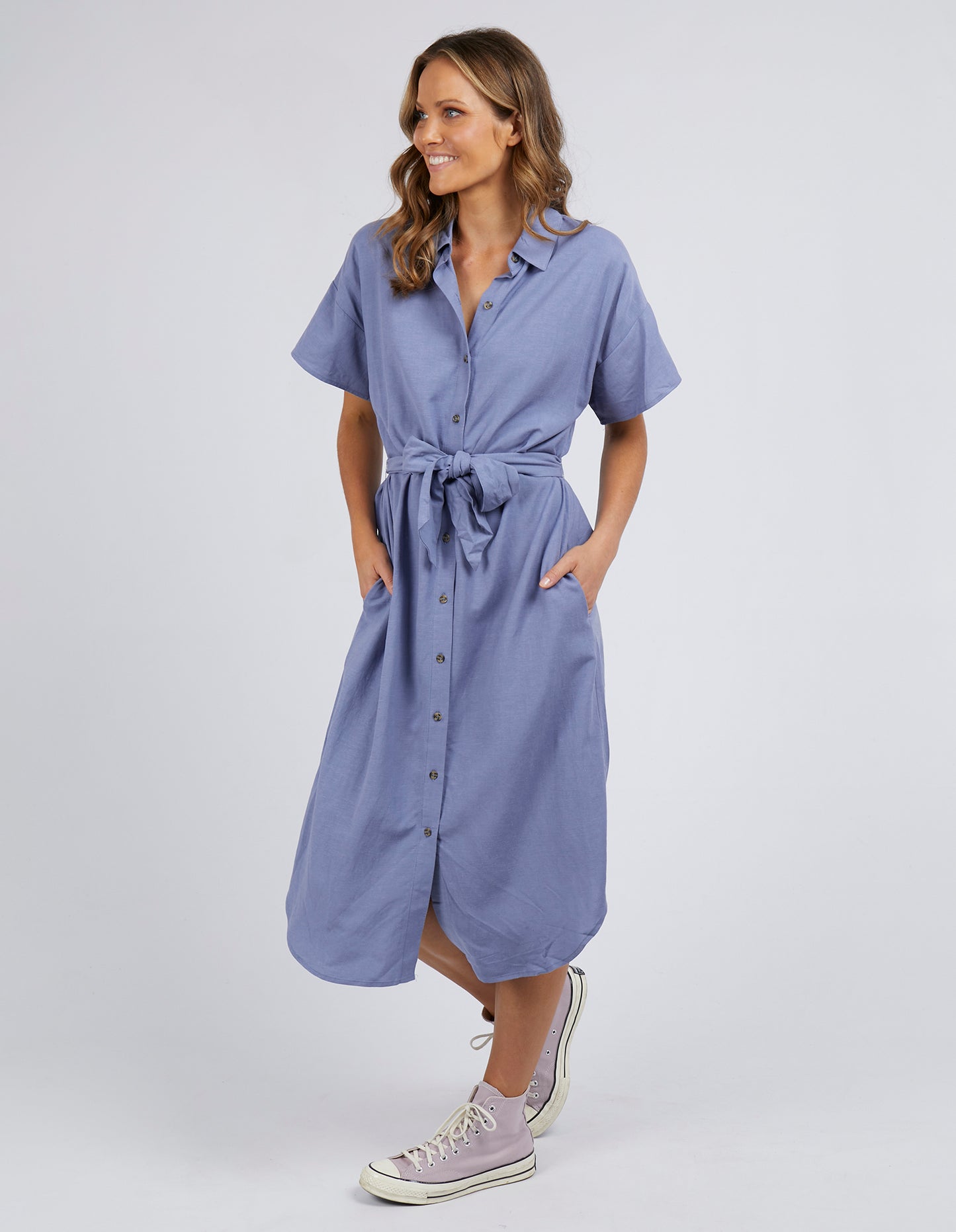 Sage Relaxed Shirt Dress - Ocean Blue - Elm Lifestyle
