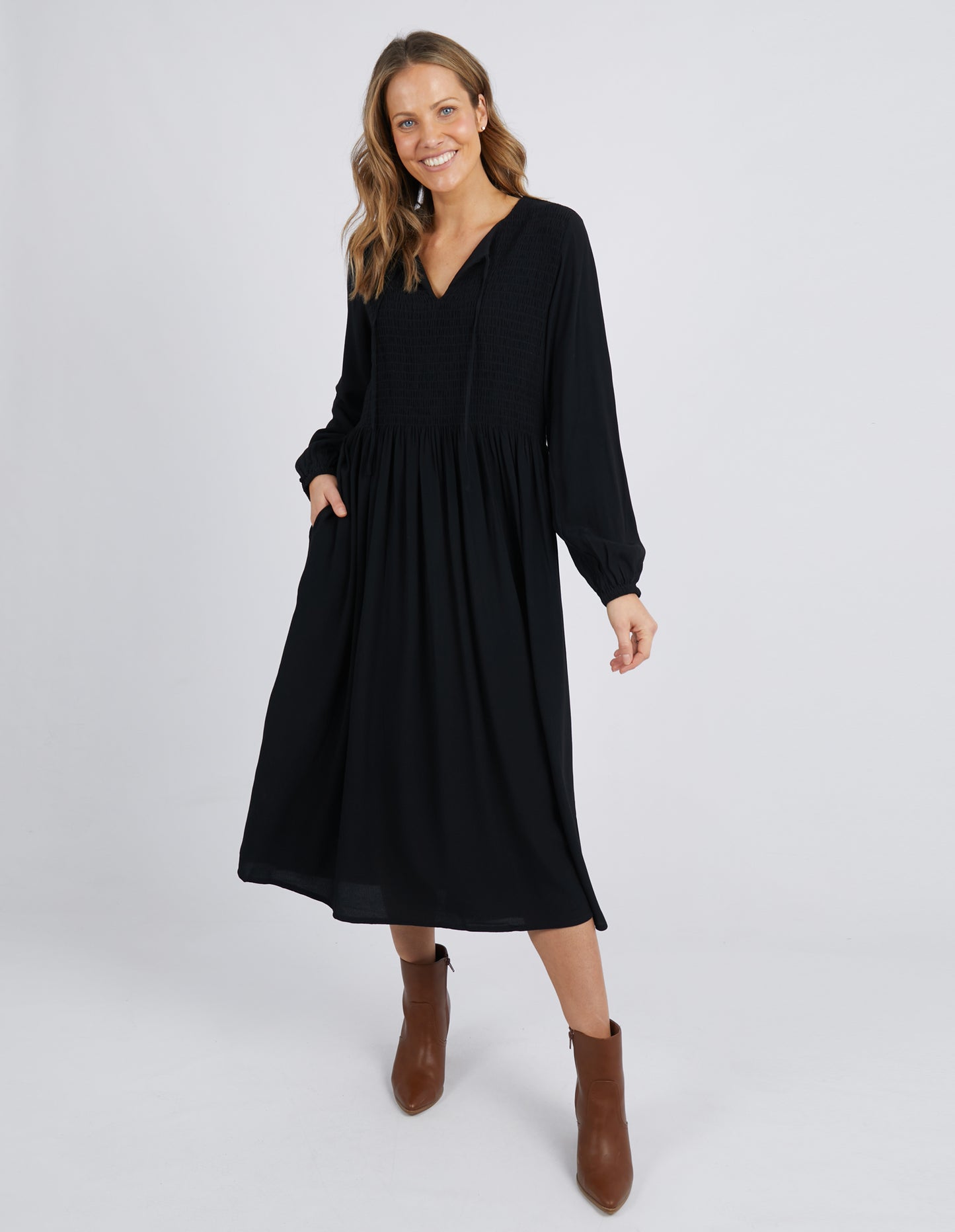 Lottie Midi Dress - Black - Elm Lifestyle