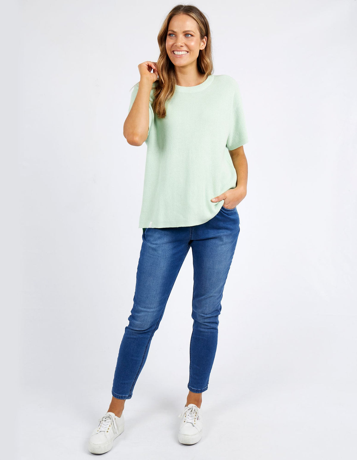 Lilly S/S Knitwear Top - Pistachio - Elm Lifestyle - FUDGE Gifts Home Lifestyle