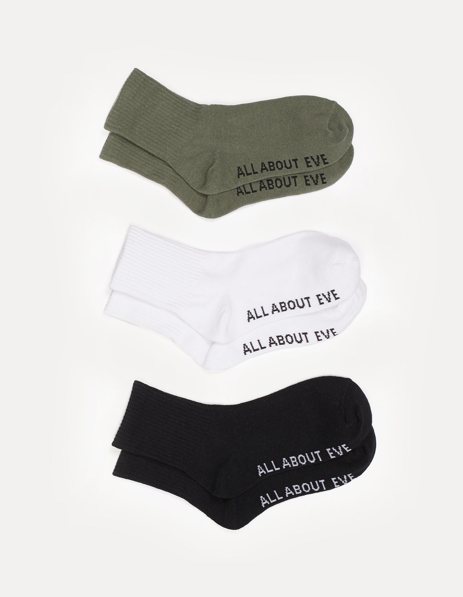 AAE Ankle Socks 3Pk - Khaki/White/Black - All About Eve - FUDGE Gifts Home Lifestyle