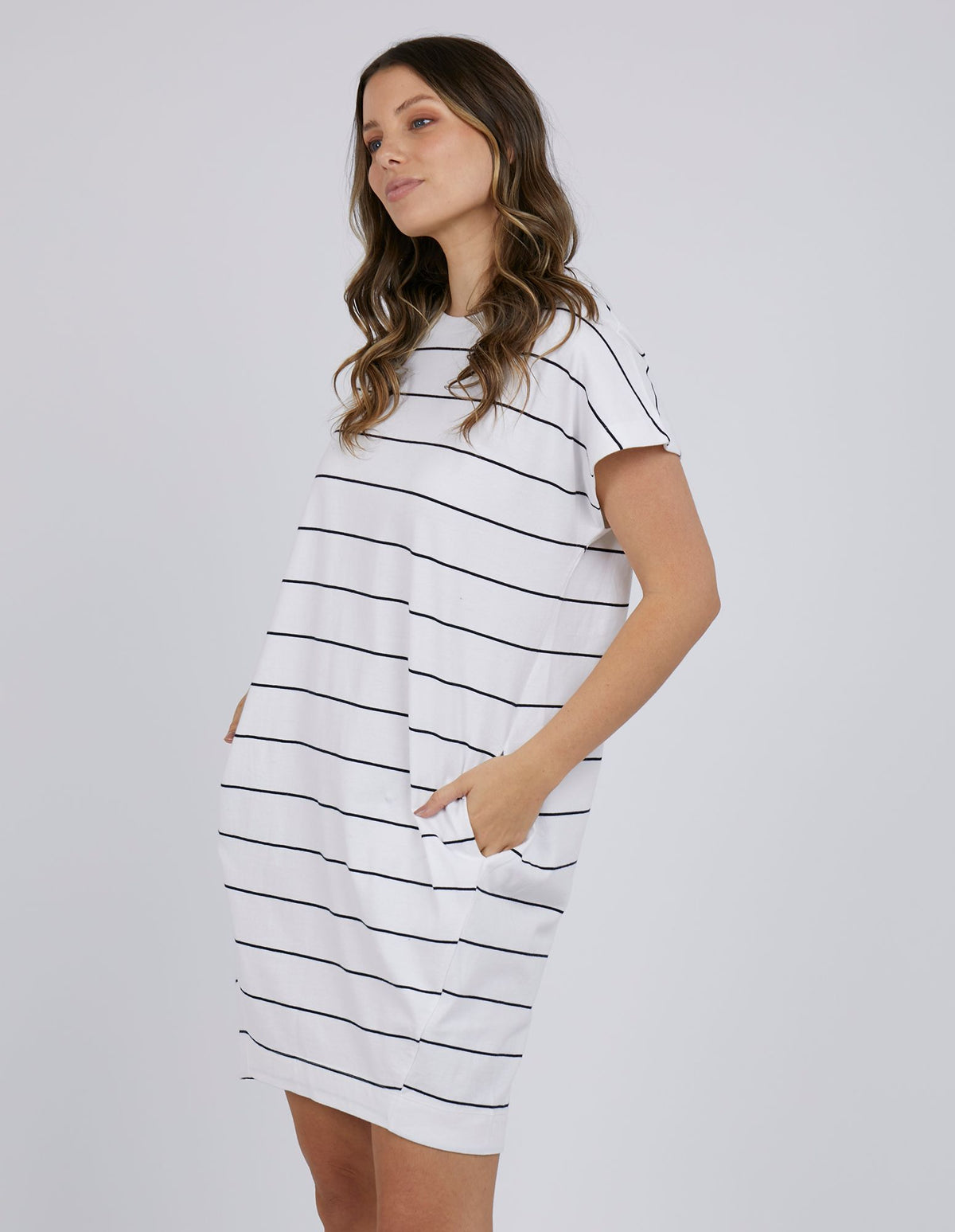 Sunset Cove Stripe Dress - White Stripe - Foxwood