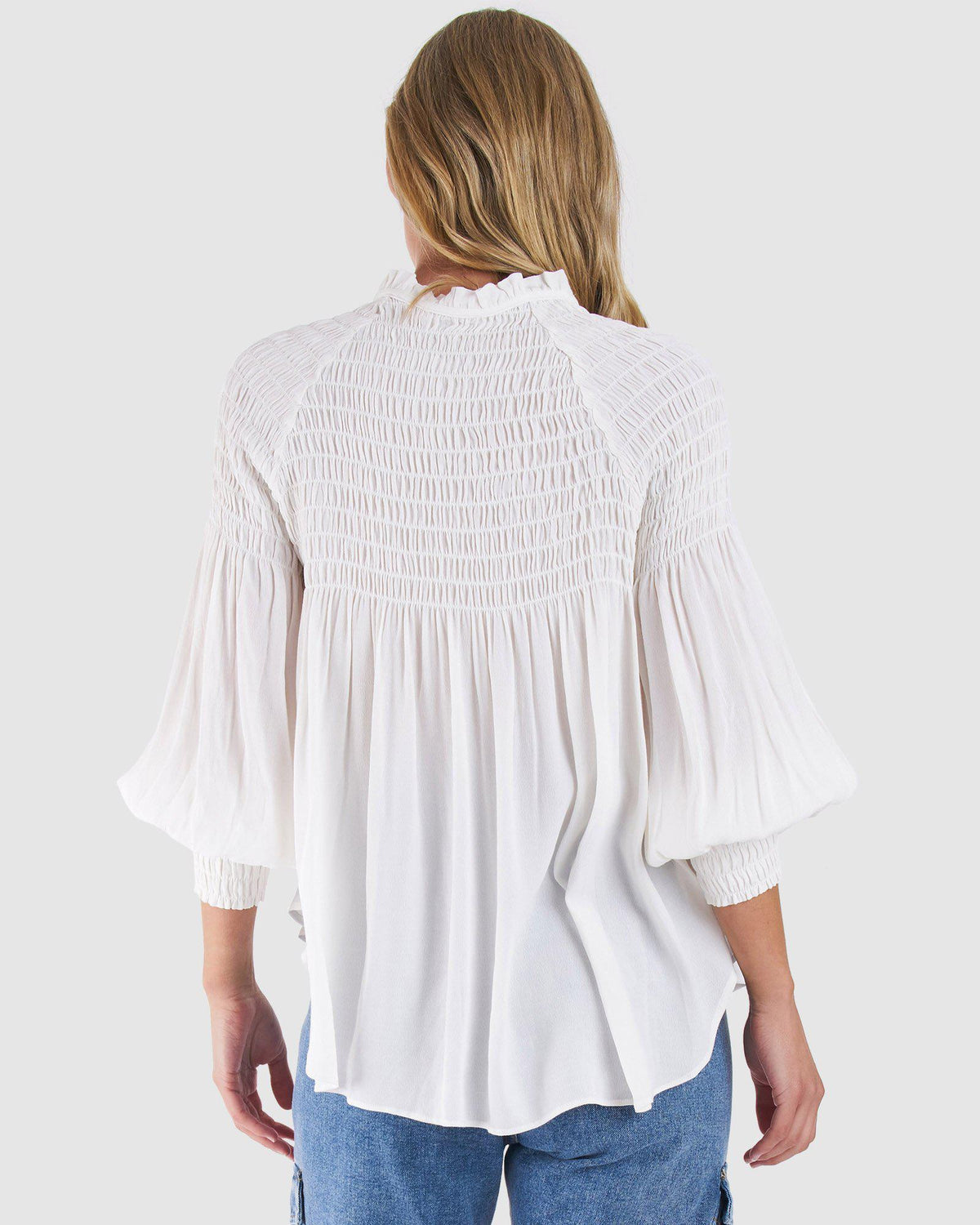 Ada L/S Top - White - Sass - FUDGE Gifts Home Lifestyle