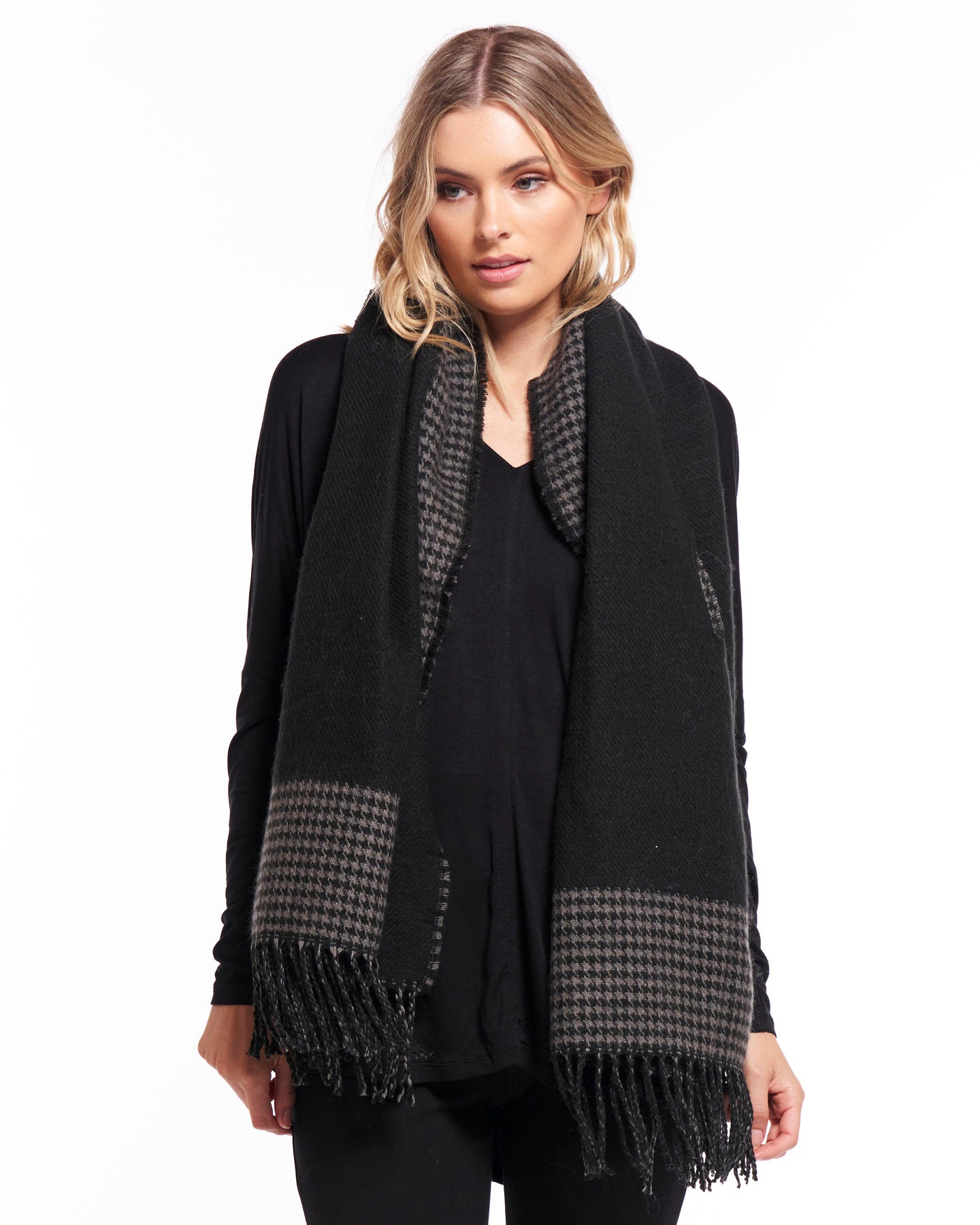 Lena Cape Scarf - Black Houndstooth - Betty Basics - FUDGE Gifts Home Lifestyle