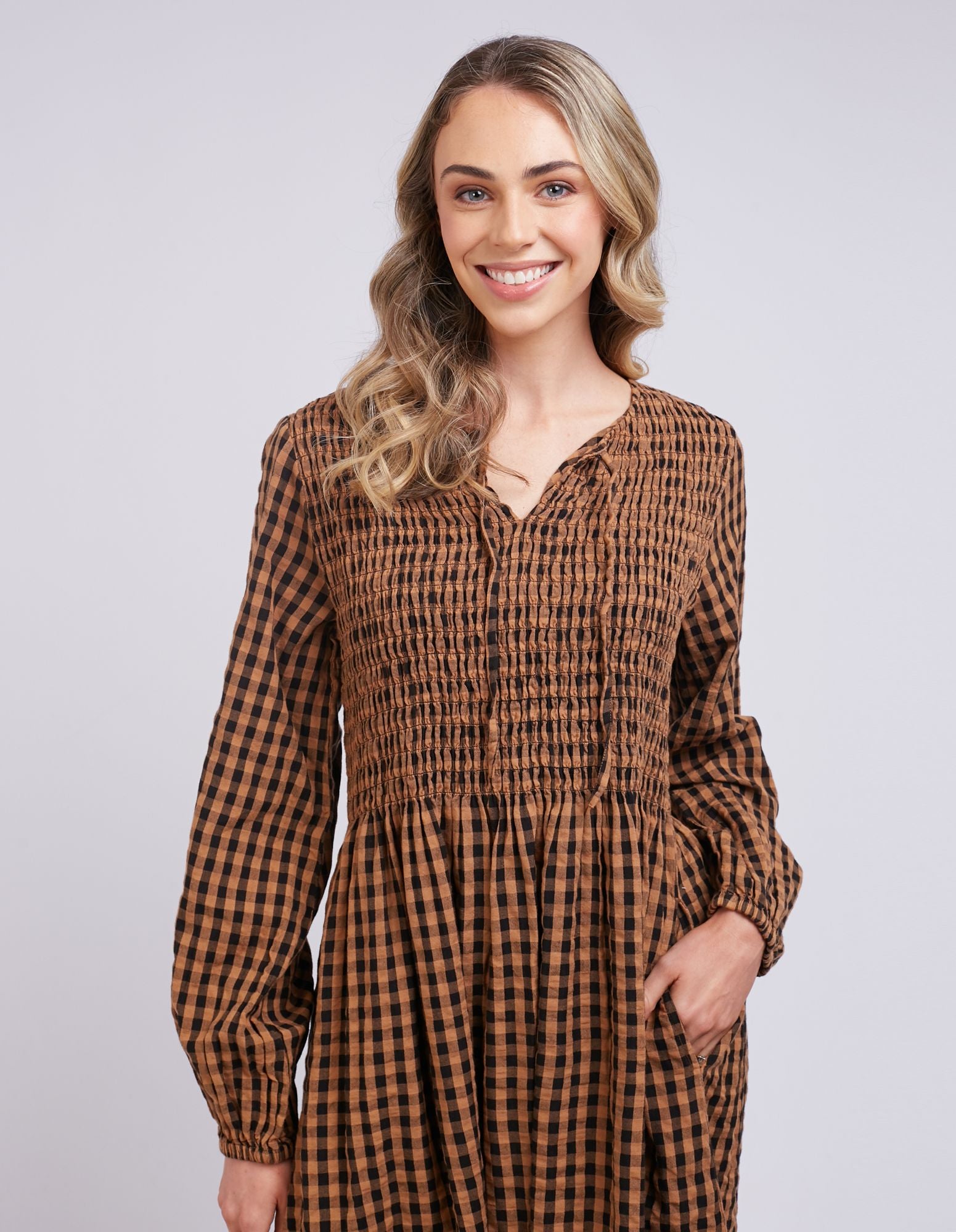 Willa Check Dress - Butterscotch Check - Elm Lifestyle - FUDGE Gifts Home Lifestyle