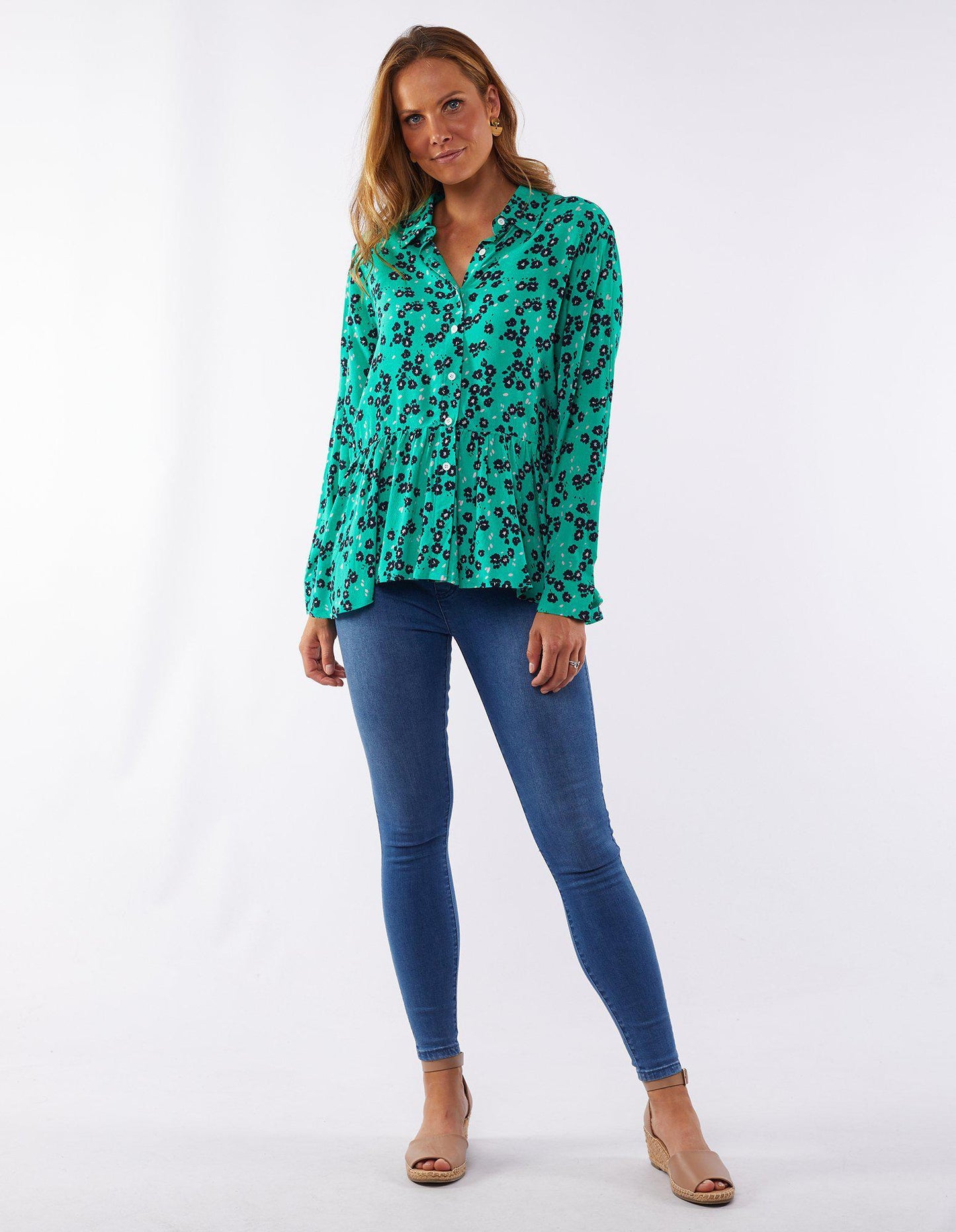 Eloise Floral Shirt - Green Floral - FUDGE Gifts Home Lifestyle