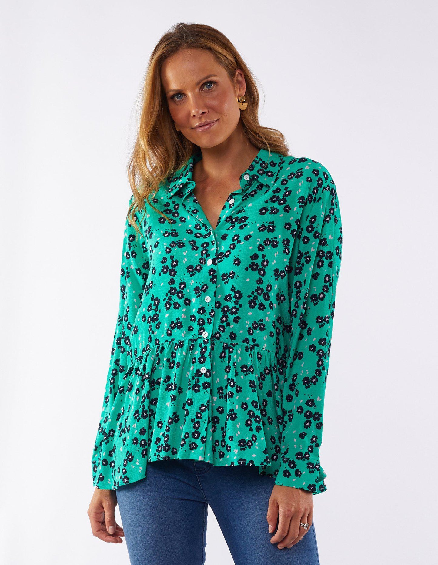 Eloise Floral Shirt - Green Floral - FUDGE Gifts Home Lifestyle