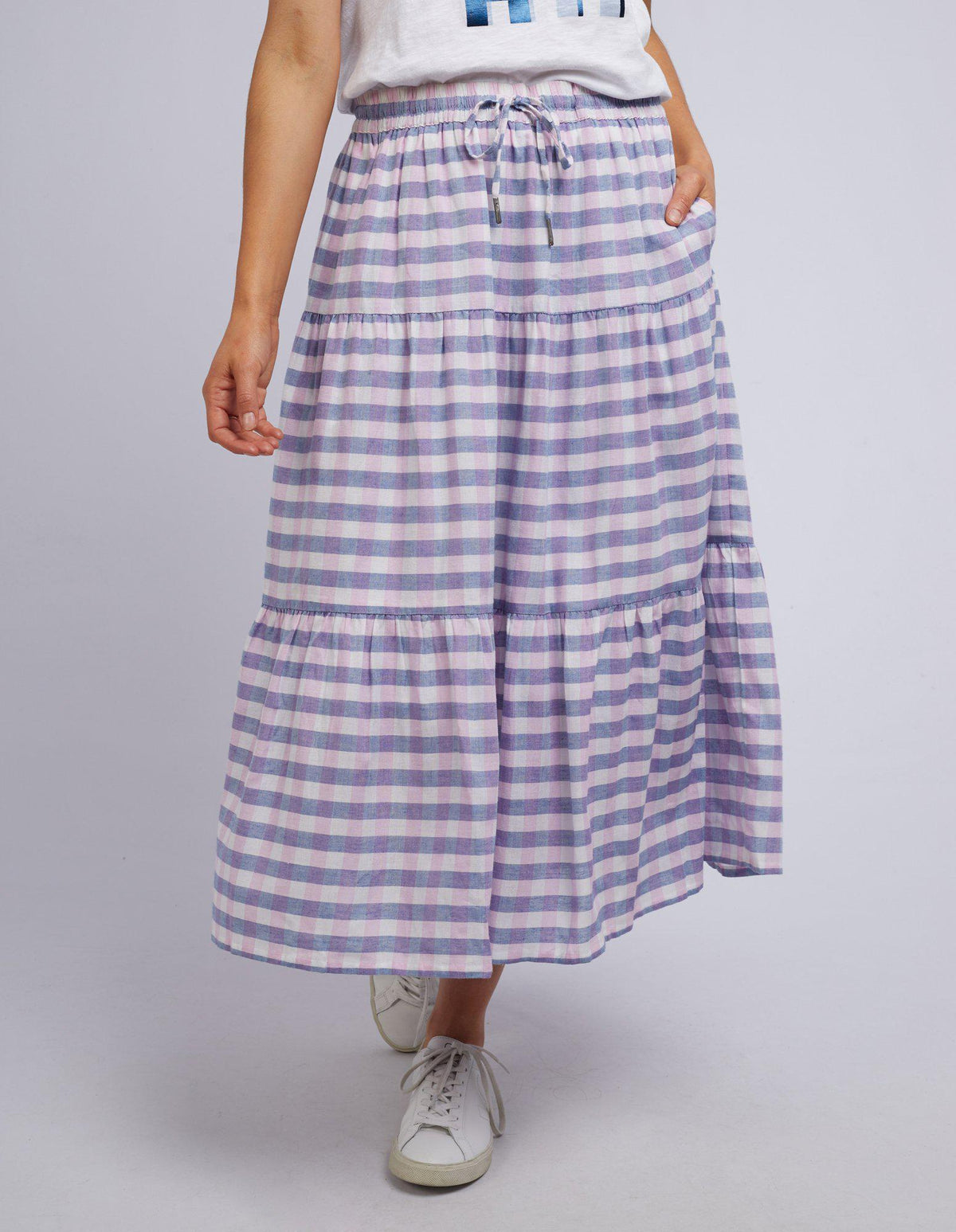 Gracie Tiered Skirt - Pink And Blue Check - Elm Lifestyle - FUDGE Gifts Home Lifestyle
