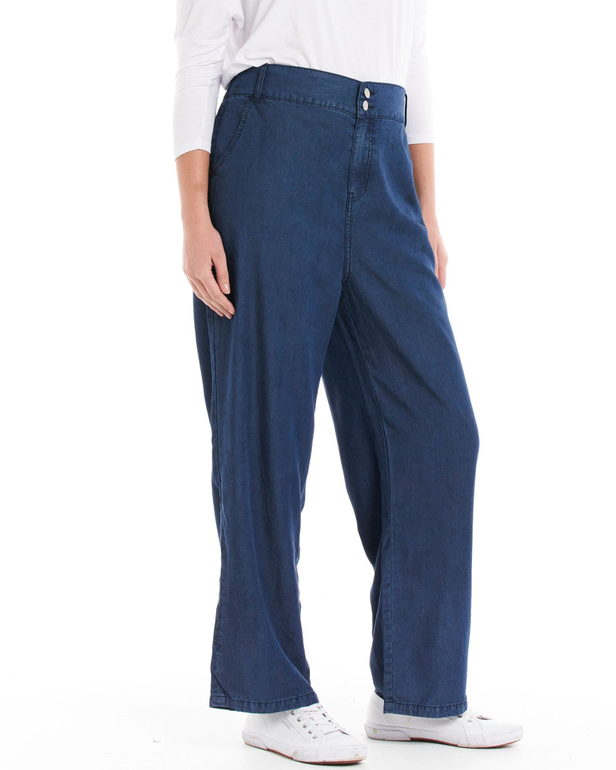 Lucinda Lyocell Relaxed Pant - Blue Ink - Betty Basics