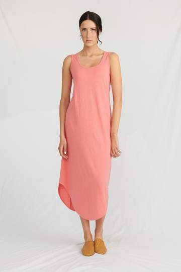 Hampton Organic Cotton Maxi Dress - Coral Flame - Lulu Organic Essentials - FUDGE Gifts Home Lifestyle