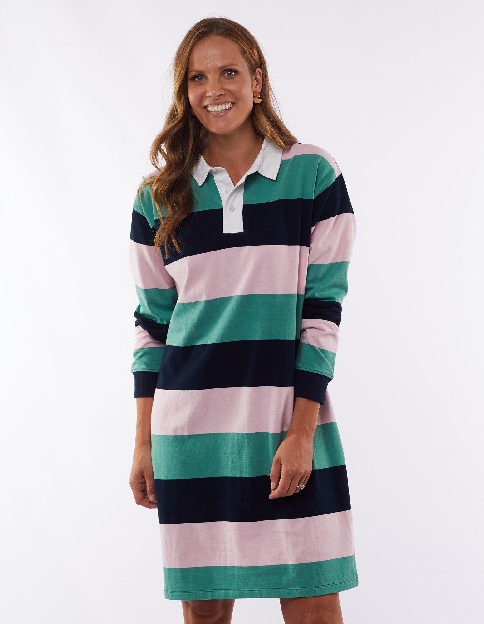 Imogen Stripe Rugby Dress - Navy / Sage / Pink - Elm Lifestyle - FUDGE Gifts Home Lifestyle
