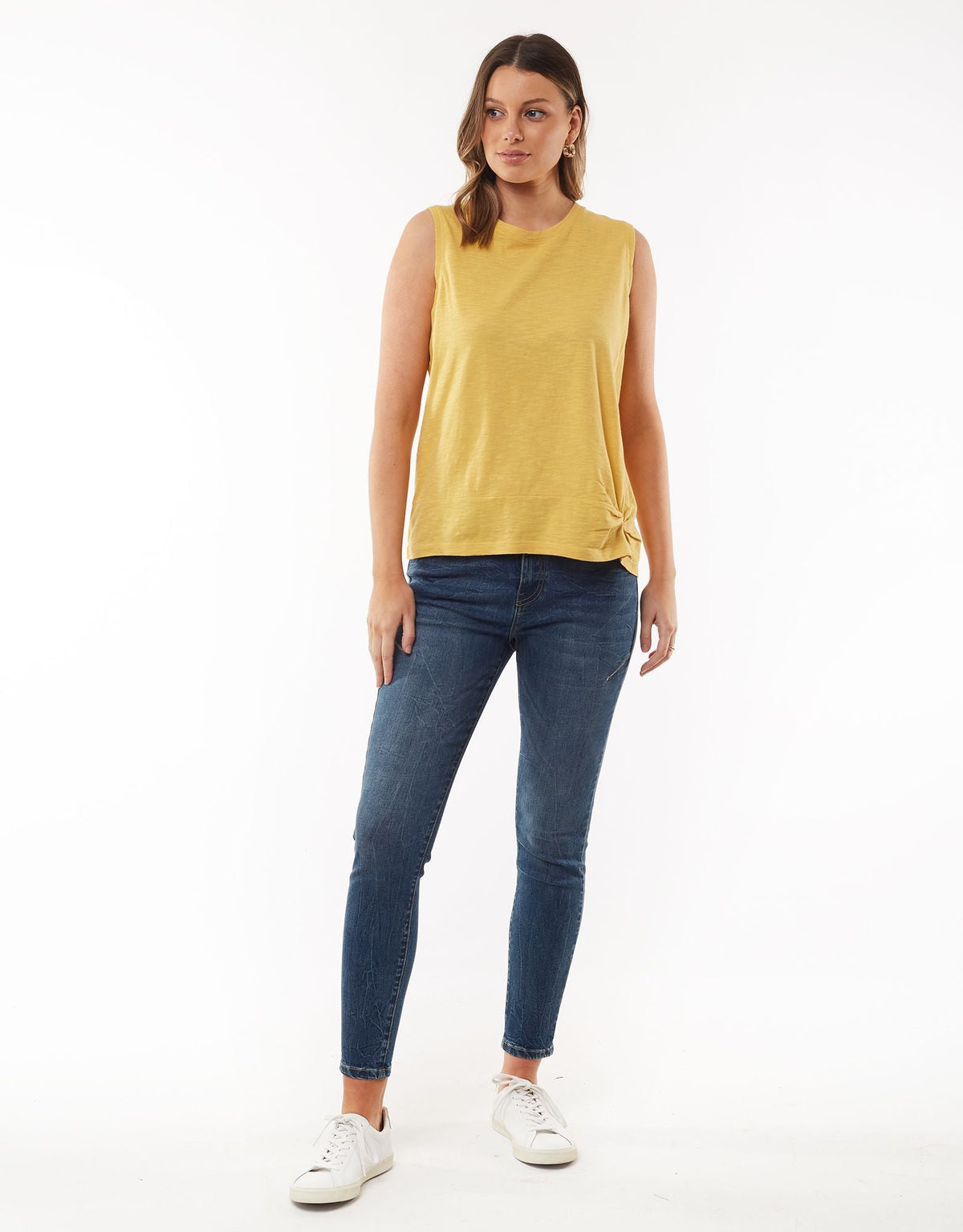 Knot Front Crop Tank - Mustard - Foxwood - FUDGE Gifts Home Lifestyle