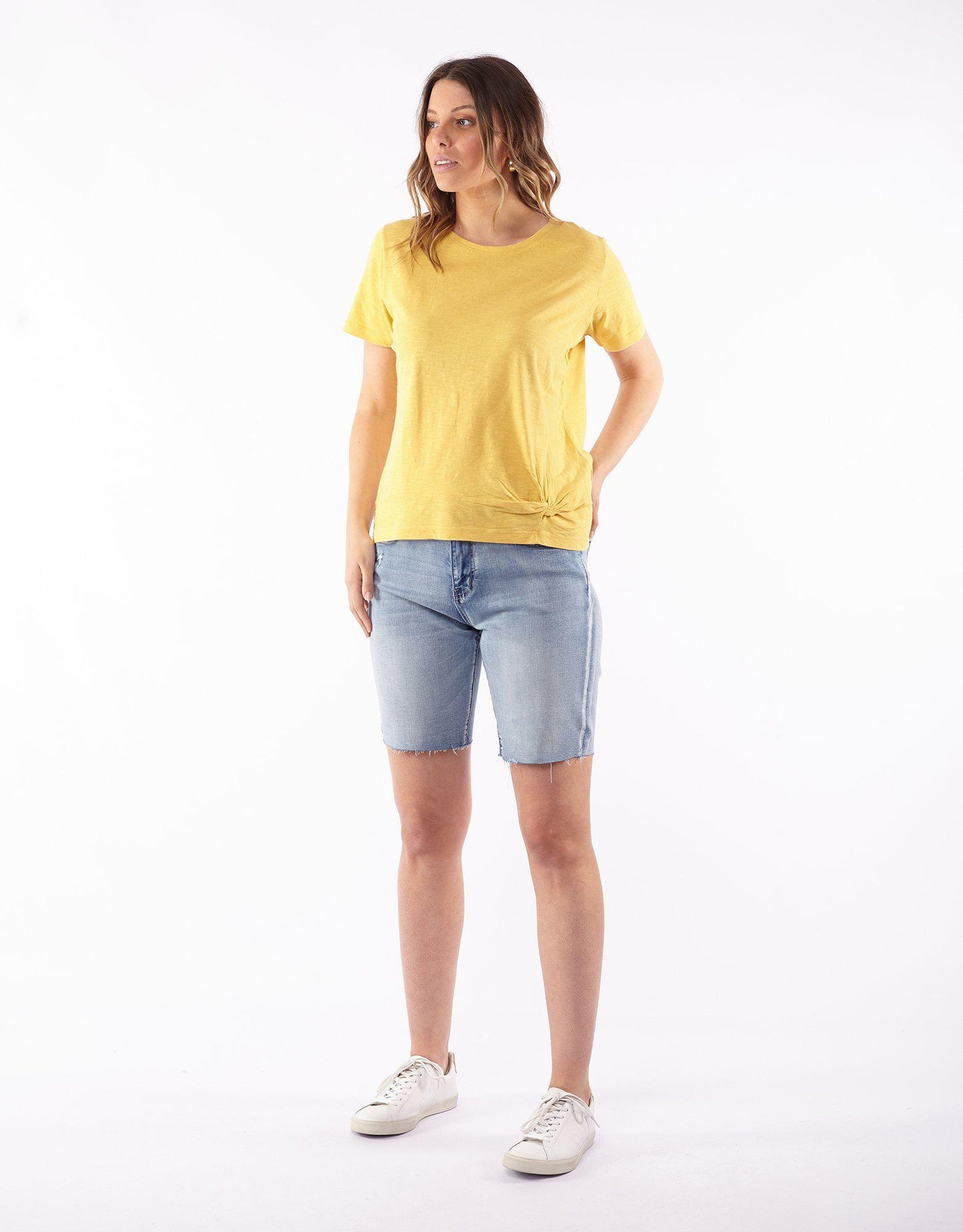 Knot Front Crop Tee - Mustard - Foxwood - FUDGE Gifts Home Lifestyle